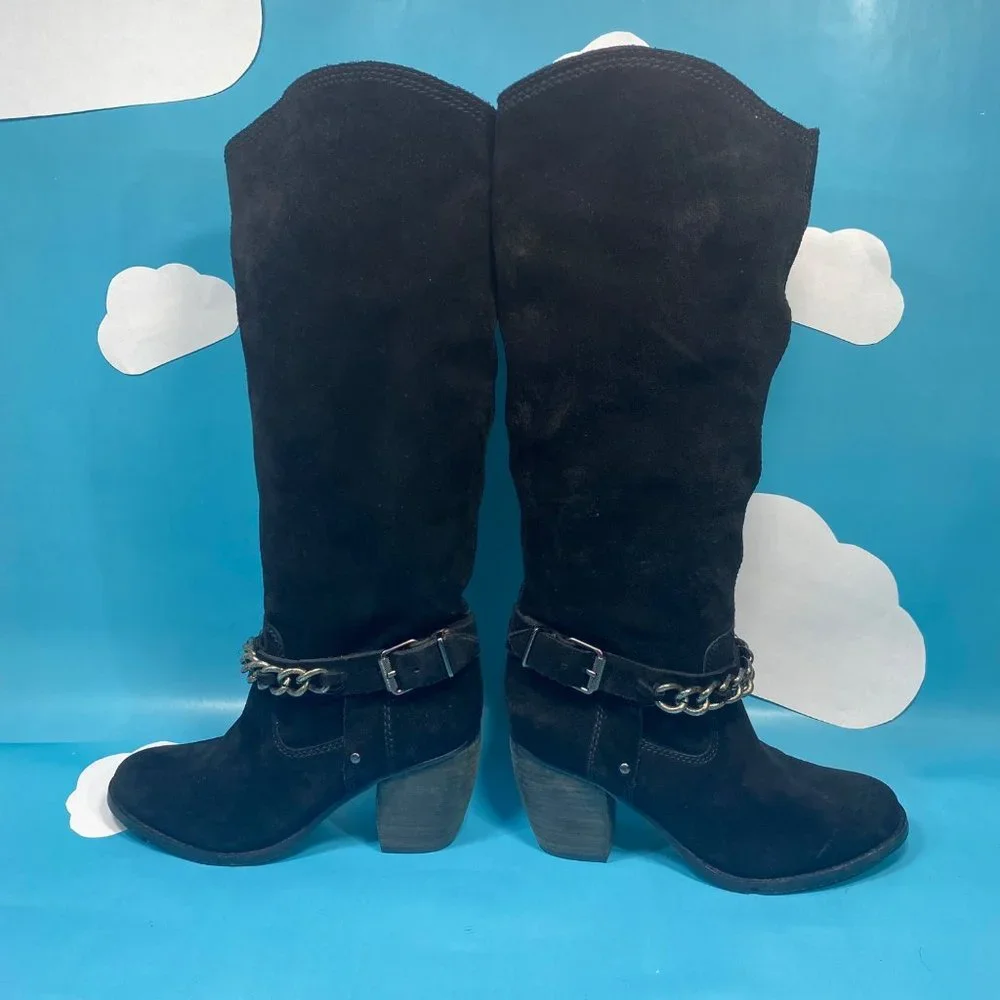 BCBGeneration Arena Black Suede Leather Boots 7B - Picture 11 of 15